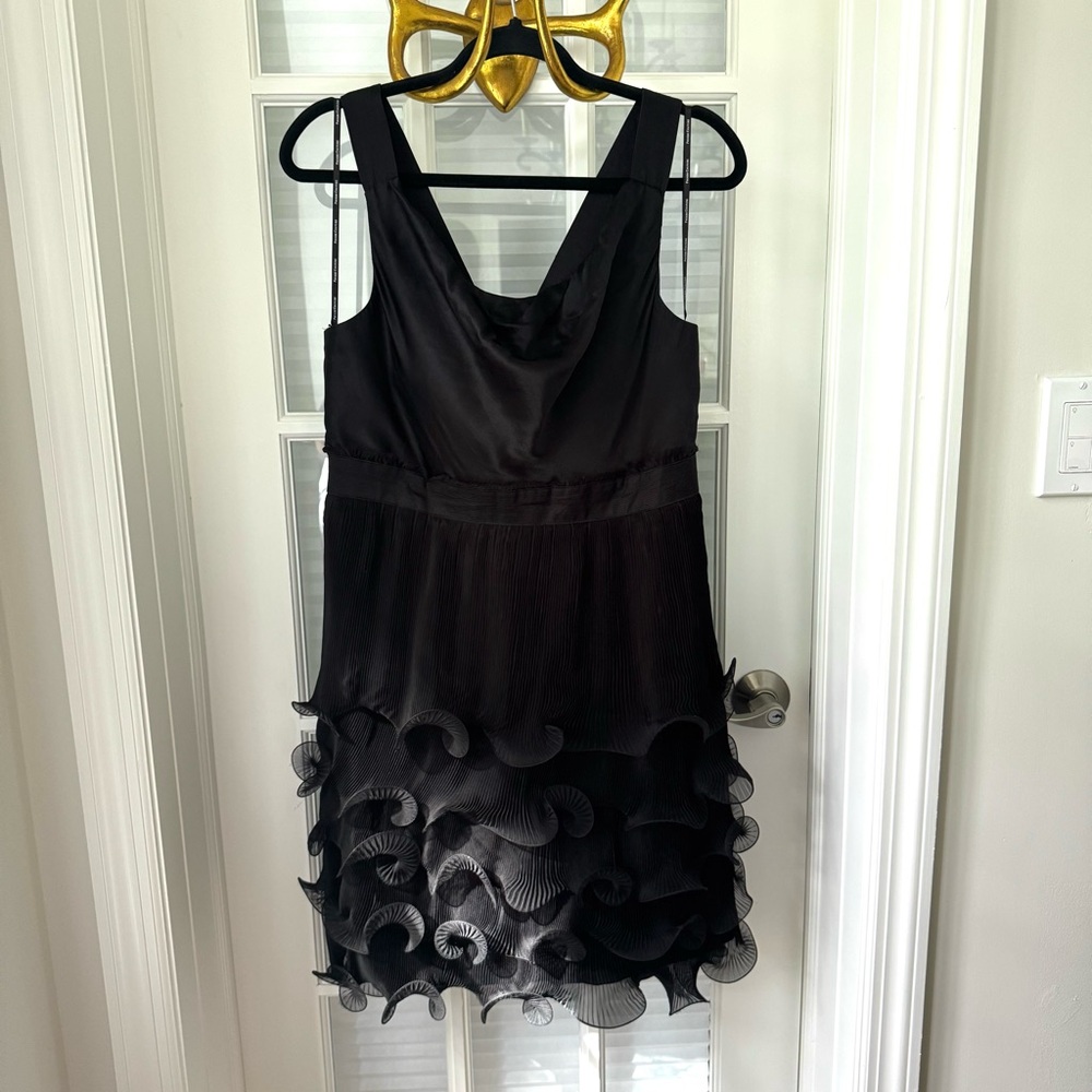 Phoebe Couture Black Dress with Ruffle and silk Details size 14
